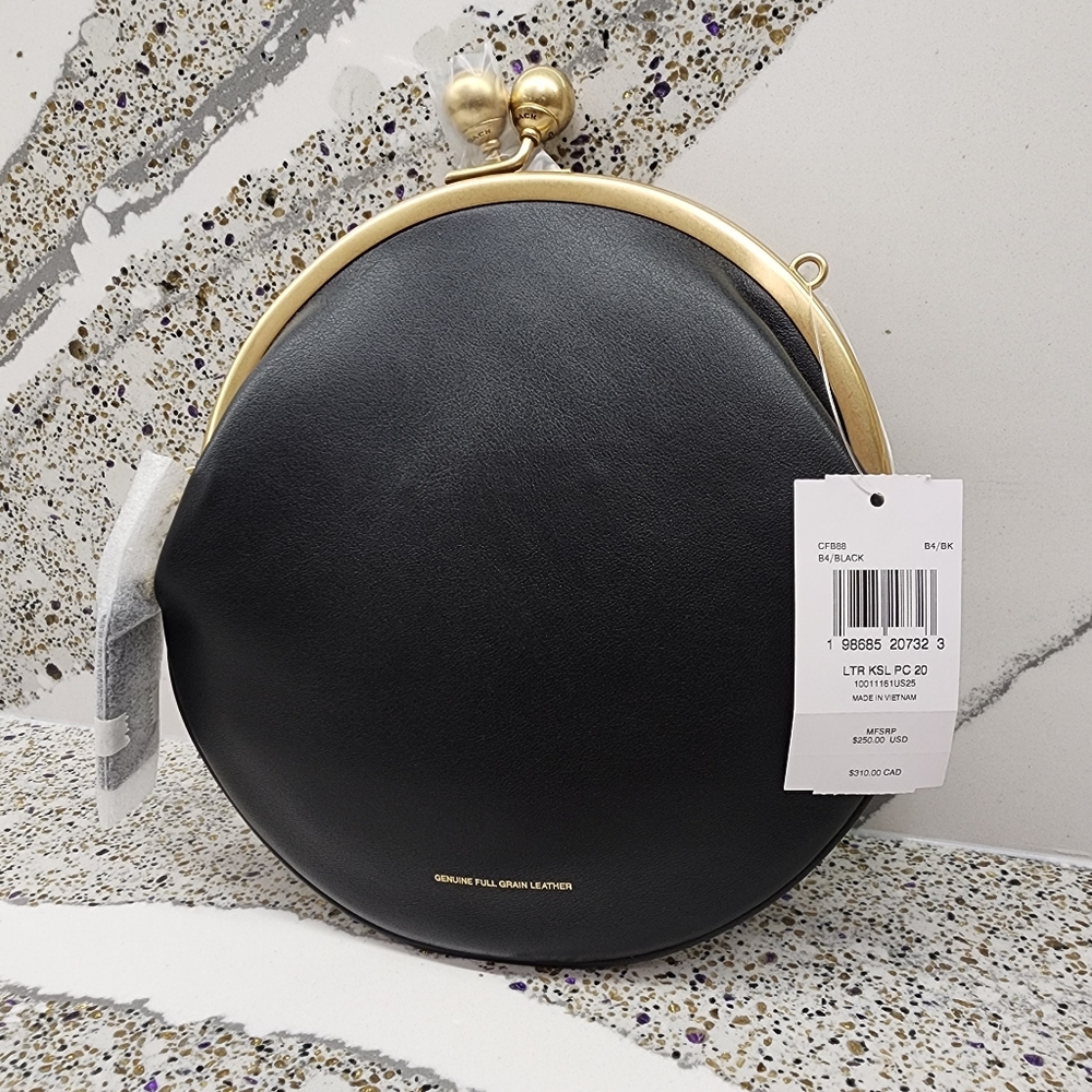 COACH Kisslock Pouch 20 Round Tortilla Mini Bag in Black NWT - Picture 5 of 12